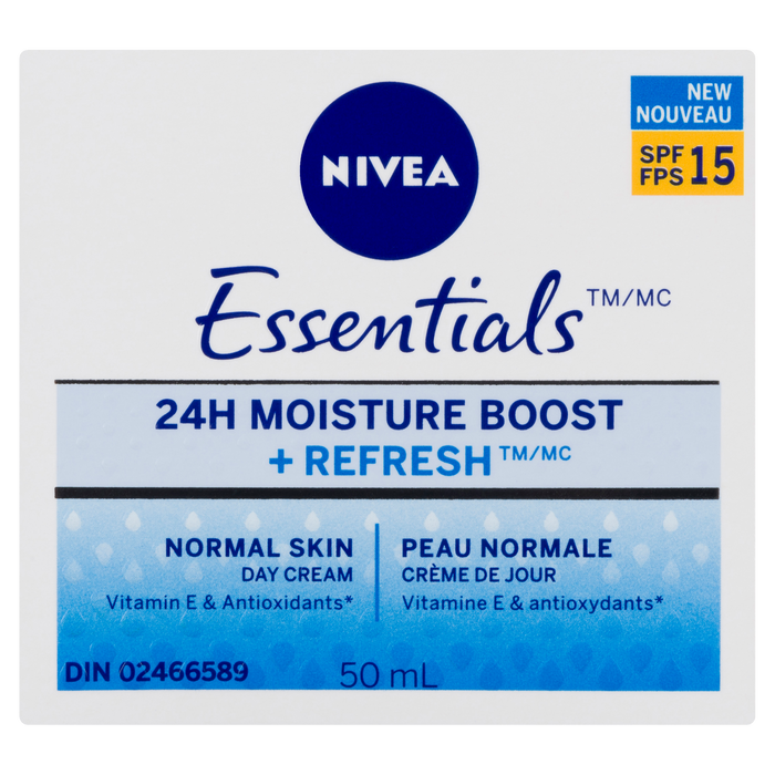 NIVEA Essentials 24H Moisture Boost + Refresh Crème de Jour Peau Normale SPF 15 50 ml