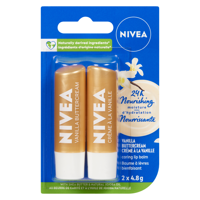 Baume à lèvres NIVEA Caring Crème au beurre à la vanille 2 x 4,8 g