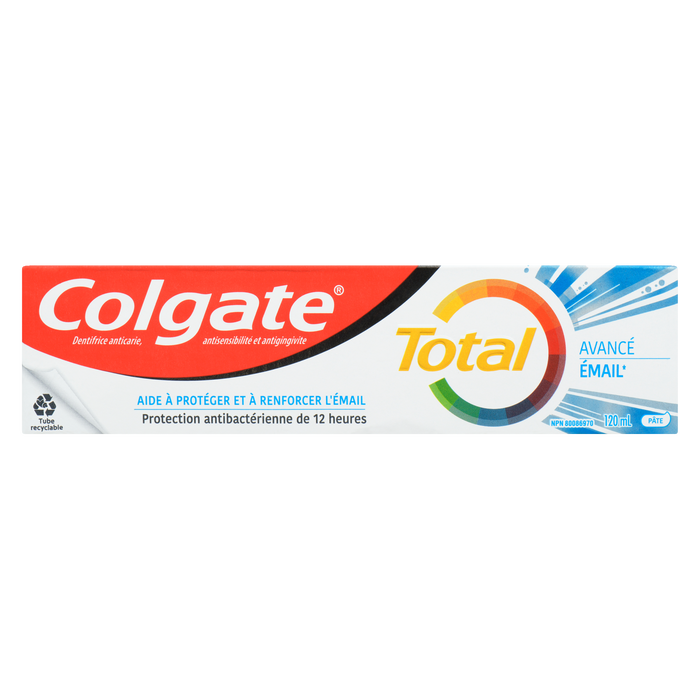 Dentifrice Colgate Total Anticavity Antisensibilité Antigingivite Pâte émail avancée 120 ml