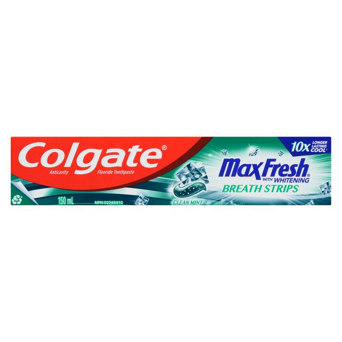 Colgate Max Fresh Anticavity Fluoride Toothpaste Breath Strips Clean Mint 150 ml