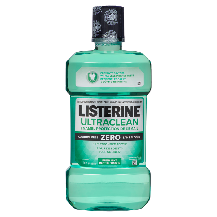 Bain de bouche antiseptique Listerine Ultraclean Protection de l'émail zéro avec fluor Menthe fraîche 1 L