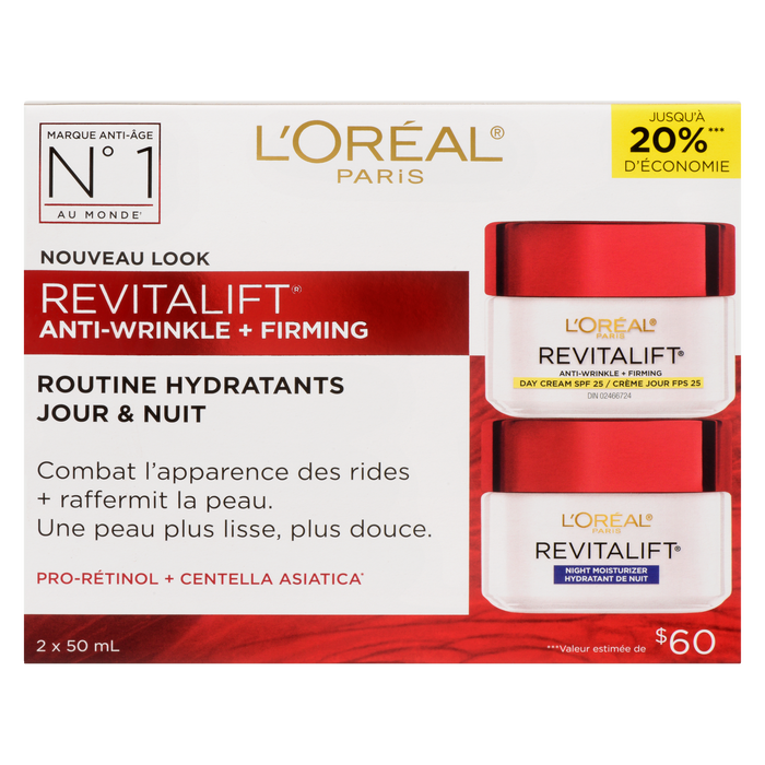 Coffret Hydratant Jour &amp; Nuit Anti-Rides + Raffermissant Revitalift de L'Oréal Paris 2 x 50 ml