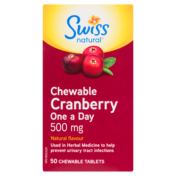 Swiss Natural Cranberry One a Day 500 mg 50 Chewable Tablets