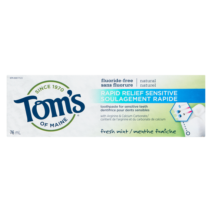 Dentifrice pour dents sensibles Tom's of Maine Rapid Relief Sensitive Fresh Mint 76 ml