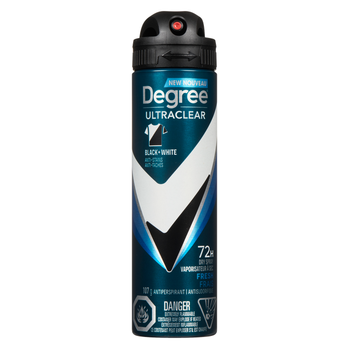 Spray anti-transpirant à sec Degree UltraClear Black + White Fresh 107 g