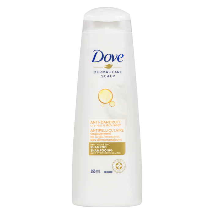 Dove Derma + Care Scalp Pyrithione Zinc Shampooing Antipelliculaire Soulagement de la sécheresse et des démangeaisons 355 ml