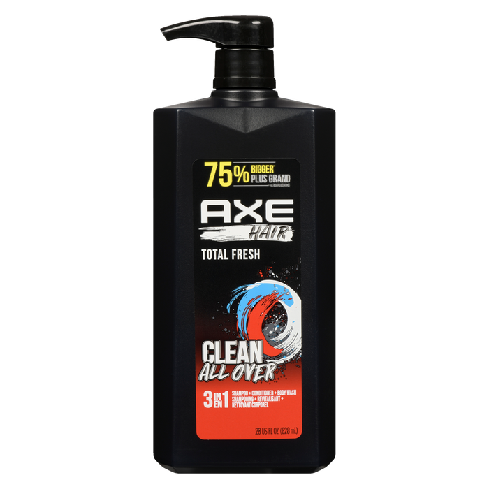 Axe Hair 3 in 1 Shampoo + Conditioner + Body Wash Total Fresh 828 ml