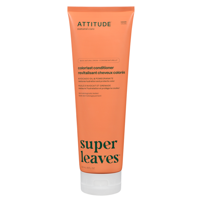 Après-shampoing Colorlast Super Leaves d'ATTITUDE à l'huile d'avocat et à la grenade 240 ml