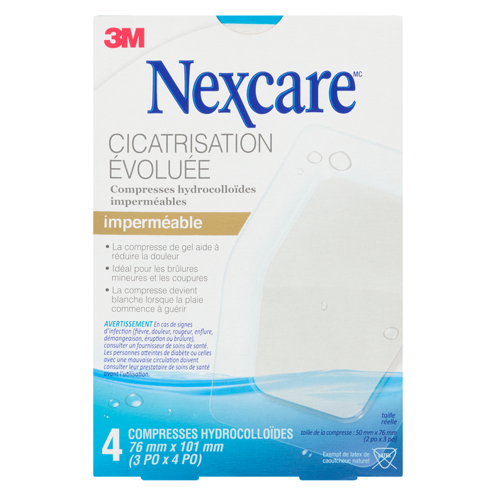 Tampons hydrocolloïdes imperméables Nexcare Advanced Healing 4 tampons hydrocolloïdes