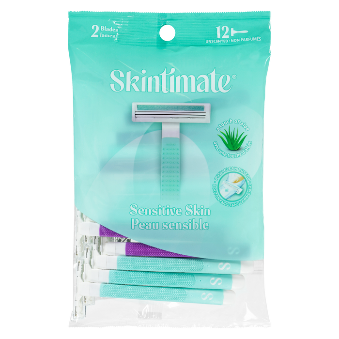 Rasoir Skintimate Peau Sensible Sans Parfum 2 Lames 12 Rasoirs