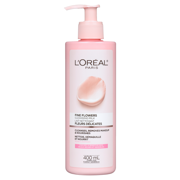 L'Oréal Paris Lait Démaquillant Fleurs Fines Rose &amp; Jasmin Format Jumbo 400 ml