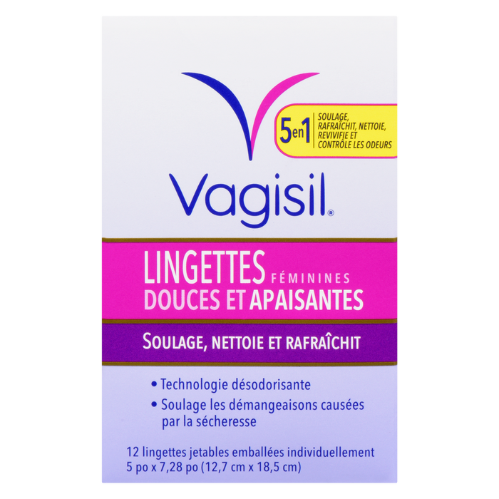 Vagisil Gentle & Calming Feminine Wipes 12 Individually Wrapped Disposable Wipes