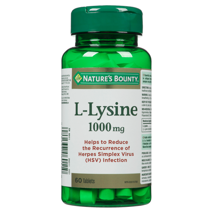 Nature's Bounty L-Lysine 1000 mg 60 comprimés