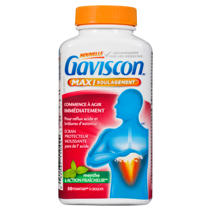 Gaviscon Max Relief Peppermint with Cooling Action 50 Chewable Foamtabs