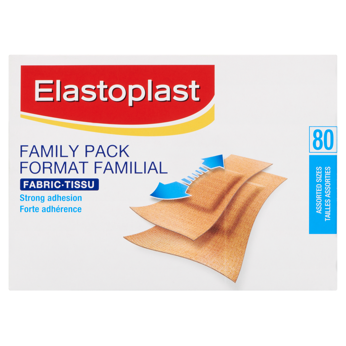 Paquet familial de 80 tissus Elastoplast, tailles assorties