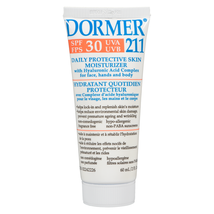 Dormer 211 Crème hydratante protectrice quotidienne pour la peau SPF 30 UVA UVB 60 ml