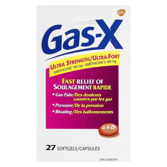 Gas-X Simethicone 180 mg Ultra Strength 27 Softgels