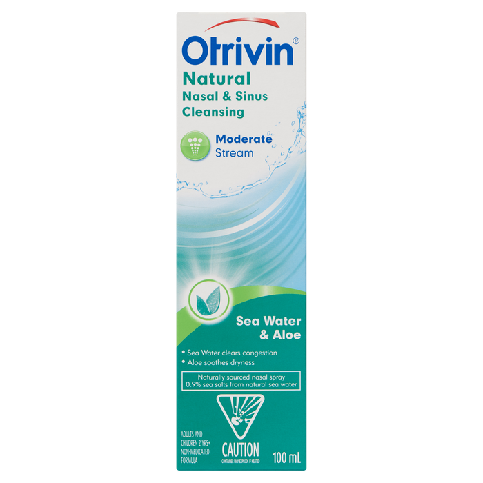 Otrivin Natural Nasal &amp; Sinus Cleansing Jet modéré Eau de mer et aloès 100 ml