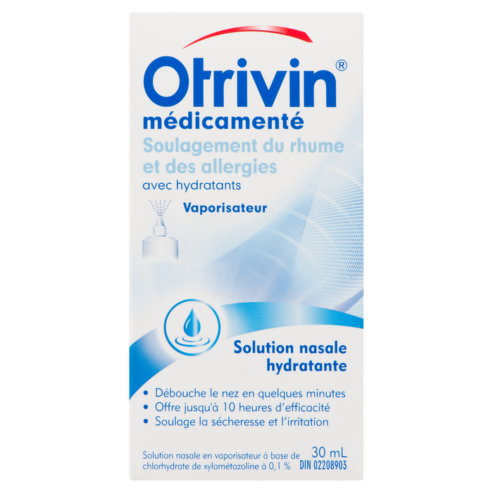 Spray médicamenteux Otrivin pour le soulagement du rhume et des allergies, formule hydratante, 30 ml