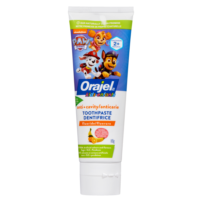 Orajel Anti-Cavity Toothpaste Fluoride Natural Fruity Bubble Kids 2+ Years 119 g