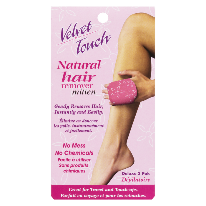 Velvet Touch Natural Hair Remover Mitten Deluxe 3 Pak