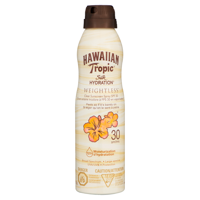 Spray solaire transparent et léger hydratant Silk Hydration de Hawaiian Tropic SPF 30 170 g