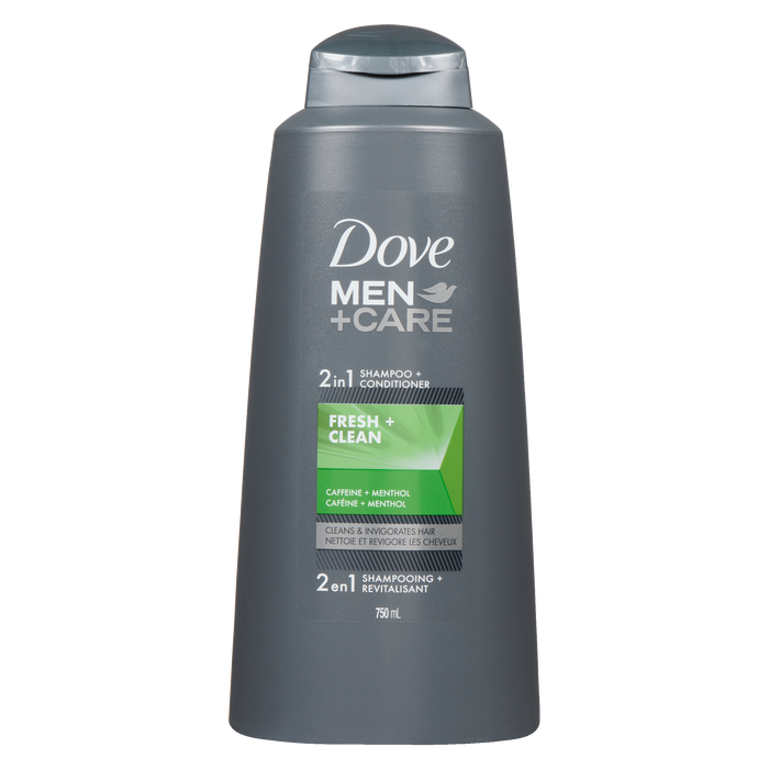 Dove Men+Care Shampoing + Après-shampoing 2 en 1 Caféine + Menthol 750 ml