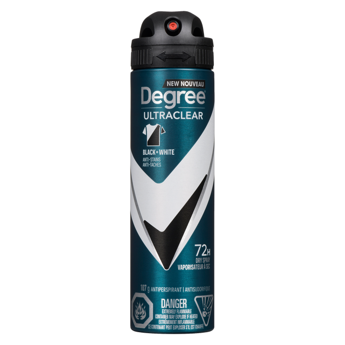 Spray anti-transpirant à sec Degree UltraClear Black + White 107 g