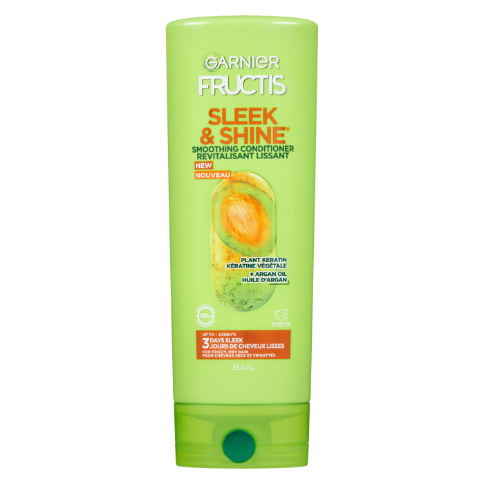 Garnier Fructis Sleek &amp; Shine Après-shampoing lissant pour cheveux secs et crépus 354 ml