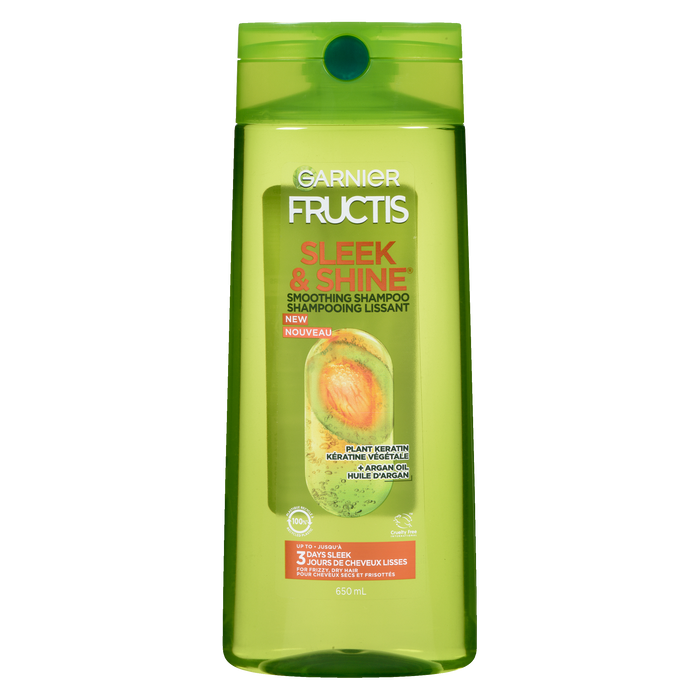 Garnier Fructis Sleek &amp; Shine Shampoing Lissant Kératine Végétale + Huile d'Argan Cheveux Crépus et Secs 650 ml