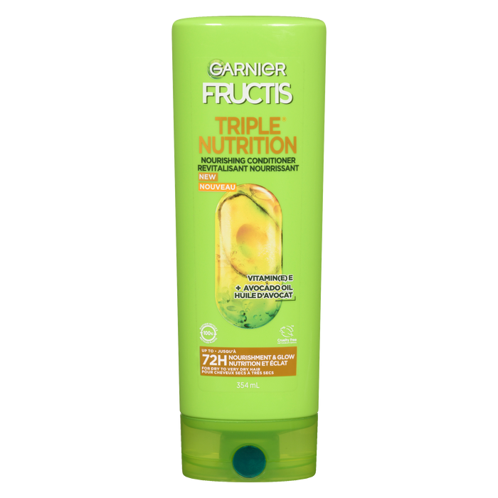 Garnier Fructis Triple Nutrition Après-shampooing nourrissant à la vitamine E + huile d'avocat pour cheveux secs à très secs 354 ml