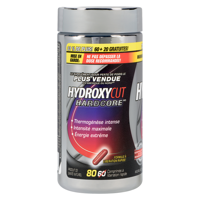 Hydroxycut Hardcore Produit de santé naturel 80 capsules à libération rapide