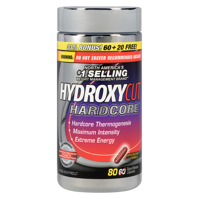 Hydroxycut Hardcore Produit de santé naturel 80 capsules à libération rapide