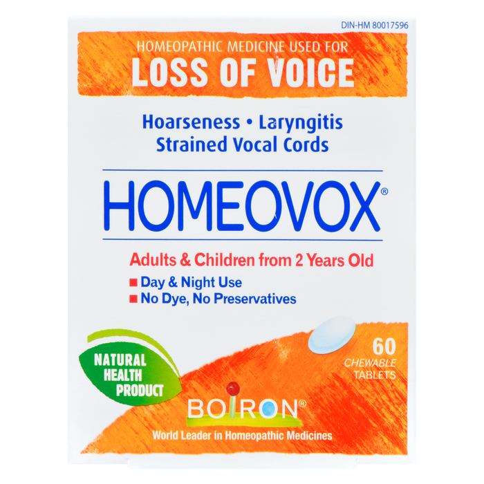 Boiron Homeovox Loss of Voice Adults & Children From 2 Years Old 60 Chewable Tablets