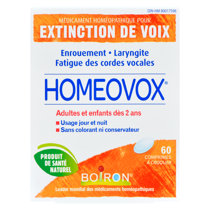 Boiron Homeovox Perte de Voix Adultes et Enfants à partir de 2 ans 60 Comprimés à Croquer