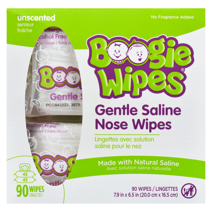 Boogie Wipes Gentle Saline Nose Wipes Unscented 90 Wipes