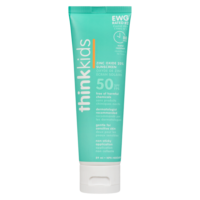 Écran solaire à l'oxyde de zinc 20 % SPF 50 de Thinkkids, 89 ml