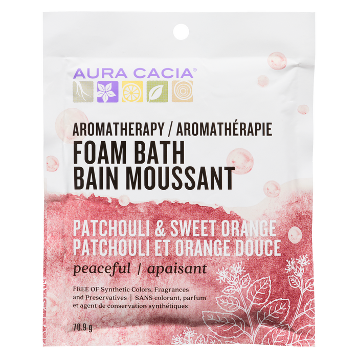 Bain moussant aromathérapie Aura Cacia Patchouli et orange douce Paisible 70,9 g