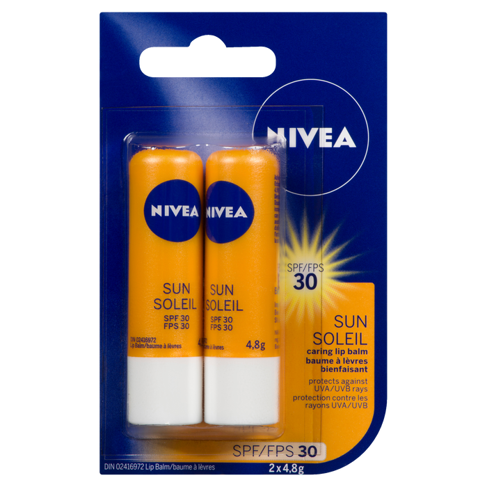 NIVEA Caring Lip Balm Sun SPF 30 2 x 4,8 g