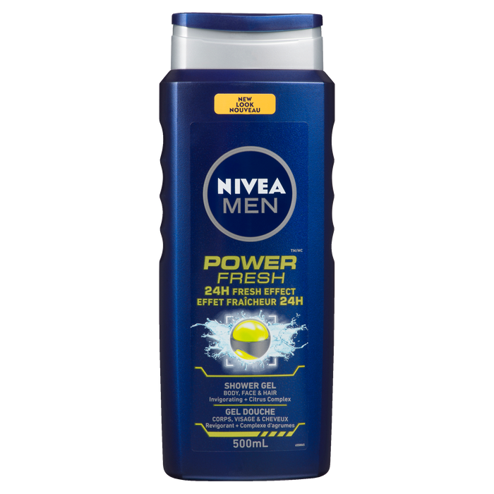 NIVEA Men Power Fresh Shower Gel Body, Face & Hair 500 ml