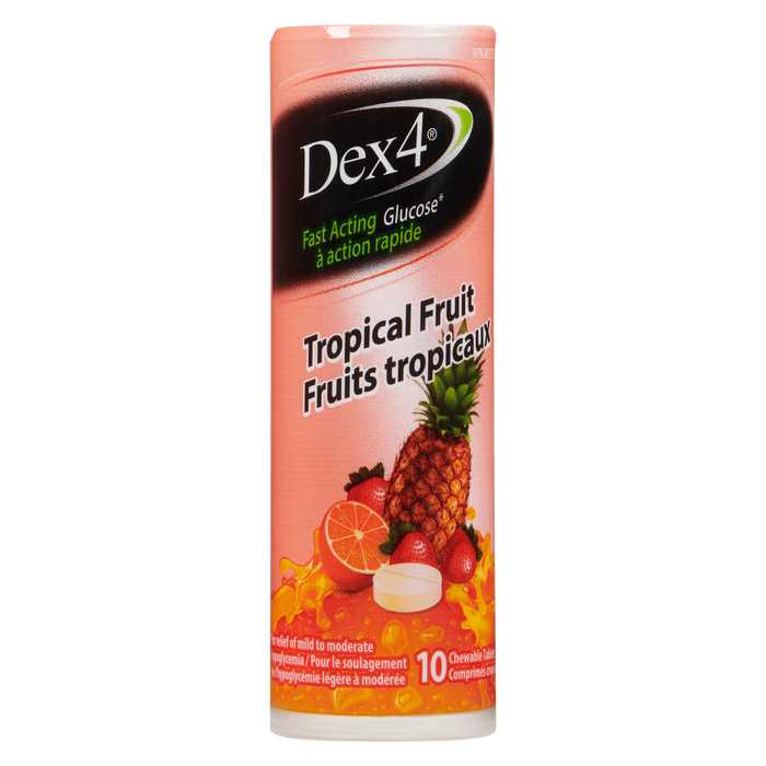 Dex4 Glucose à action rapide Fruits tropicaux 10 comprimés à croquer