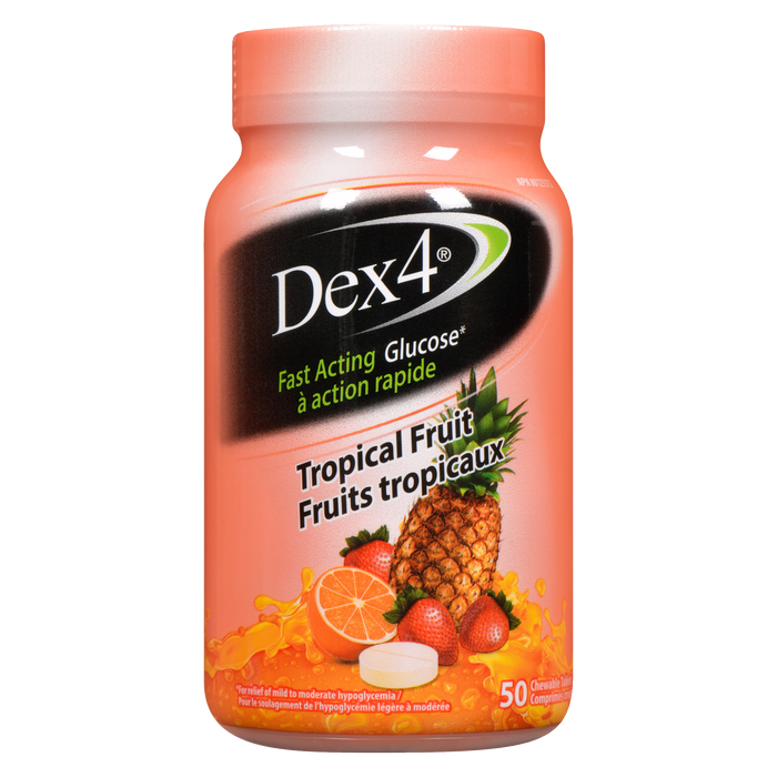 Dex4 Glucose à action rapide Fruits tropicaux 50 comprimés à croquer