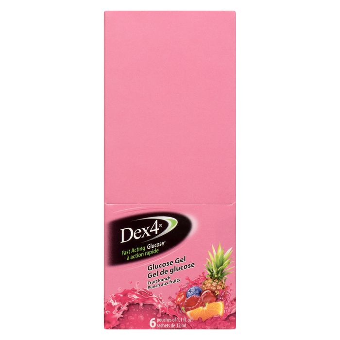 Dex4 Glucose Gel Fruit Punch 6 Pouches of 1.1 fl. oz.