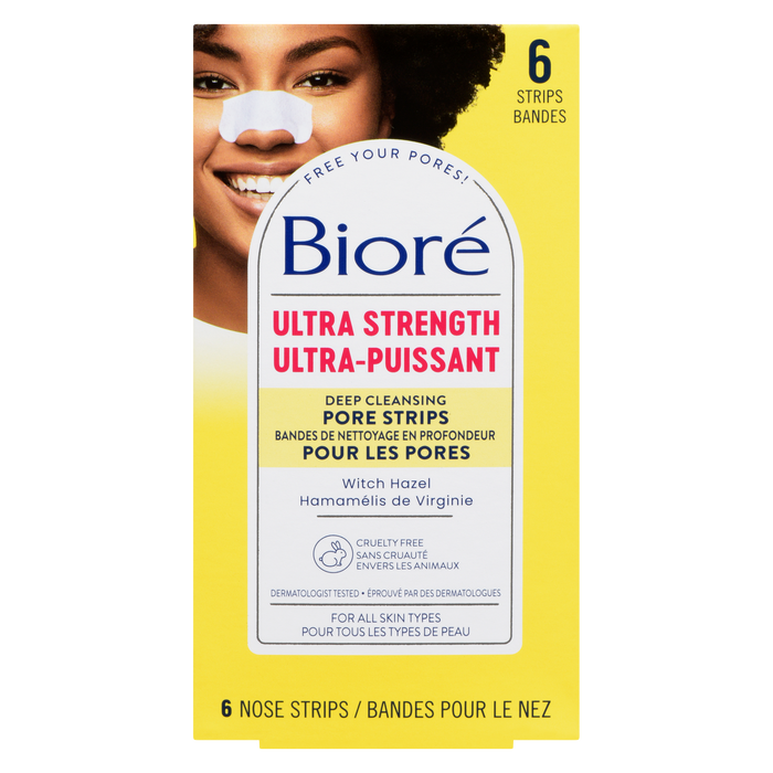 Bandes nettoyantes en profondeur pour les pores Bioré, ultra puissantes, 6 bandes nasales