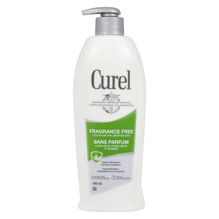 Lotion Curel pour peaux sèches et sensibles sans parfum 480 ml