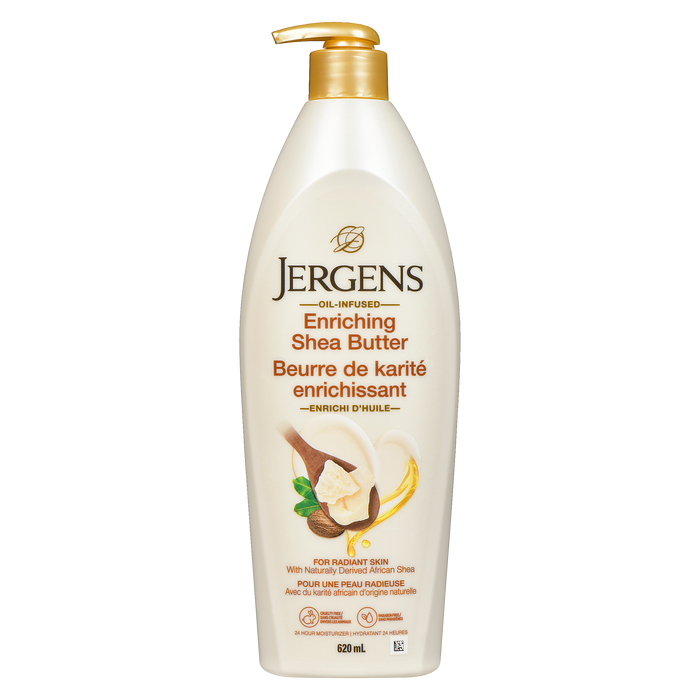 Jergens Crème hydratante 24 heures Beurre de karité enrichissant 620 ml