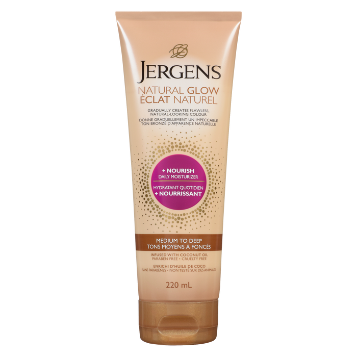 Hydratant quotidien Natural Glow + Nourish de Jergens, moyen à profond, 220 ml