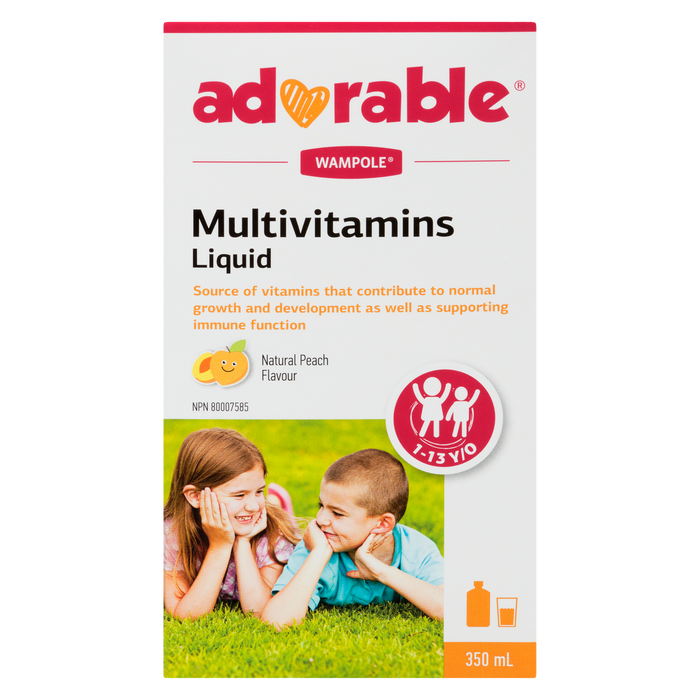 Adorable Multivitamines Liquide Saveur Naturelle Pêche 1-13 ans 350 ml