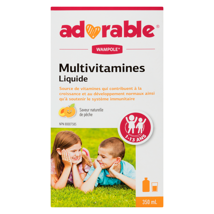 Adorable Multivitamines Liquide Saveur Naturelle Pêche 1-13 ans 350 ml