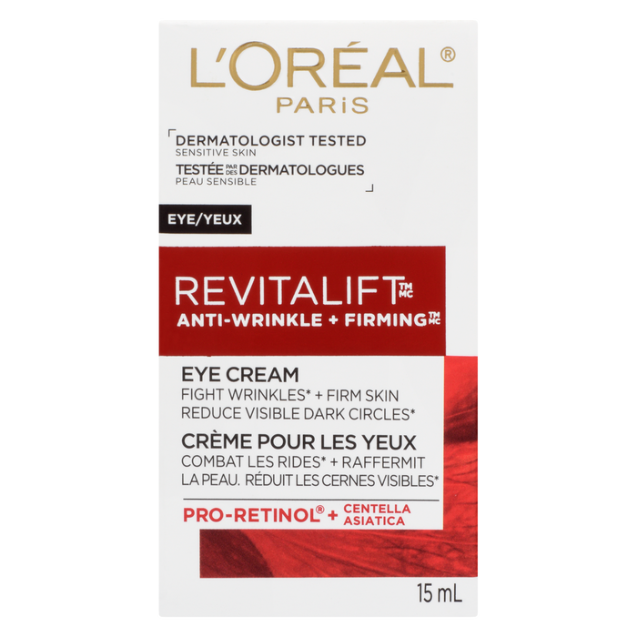 L'Oréal Paris Revitalift Crème Yeux Anti-Rides + Raffermissante Pro-Rétinol + Centella Asiatica 15 ml